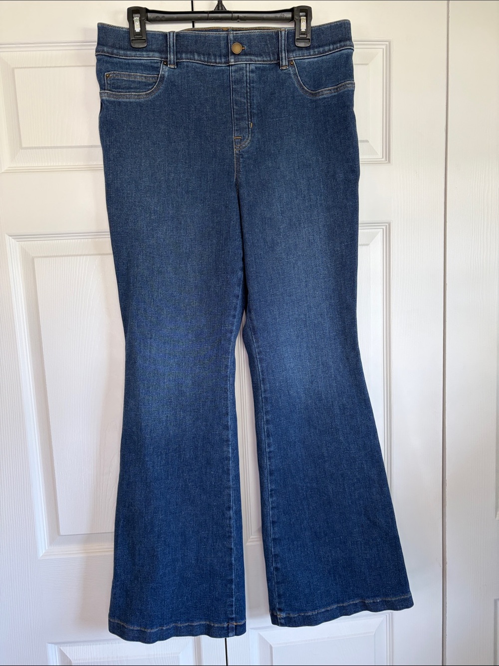 Spanx Women's Dark Blue Spanxshape Everywear Pull On Flare Jeans XL Shaping